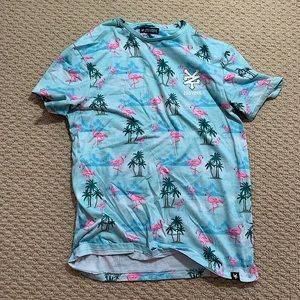 Zoo york mens tropical flamingo shirt medium